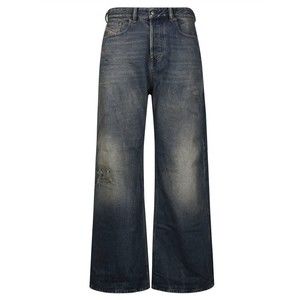 Diesel Wide-Leg Vintage Wash Jeans With Distressed Detailing - NWT
